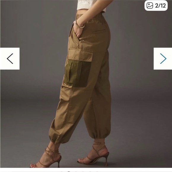 By Anthropologie Khaki Olive Green Utility Pants Women's 27 Cargo Ankle - Picture 2 of 10